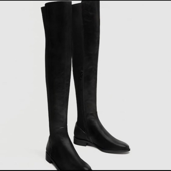 Zara Shoes - BFSale 💚 Zara Over The Knee black leather boots